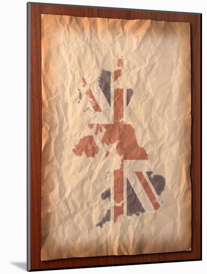 Vintage Uk Map On Paper Craft-vichie81-Mounted Art Print