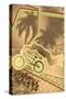 Vintage Urban Grunge Background Design with Bmx Biker Silhouette. Vector Illustration.-shockymocky-Stretched Canvas