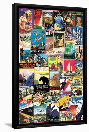 Vintage US Travel Ads Collage-null-Framed Poster