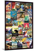 Vintage US Travel Ads Collage-null-Mounted Poster