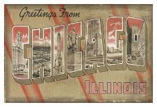 Greetings from Chicago-Vintage Vacation-Art Print