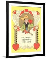 Vintage Valentine with Little Cowboy-null-Framed Art Print