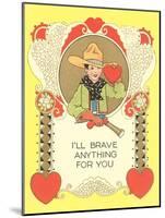 Vintage Valentine with Little Cowboy-null-Mounted Art Print