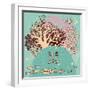 Vintage Vector Background with Corals and Fishes. Underwater Live Card. Summer Vacation Concept Car-smilewithjul-Framed Art Print