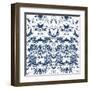 Vintage Vector Damask Pattern with Abstract Shapes-tukkki-Framed Art Print