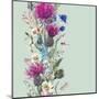 Vintage Vertical Watercolor Herbal Seamless Border with Blooming Meadow Flowers-Thistles Dandelions-depiano-Mounted Art Print