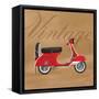 Vintage Vespa Red-Dominique Vari-Framed Stretched Canvas