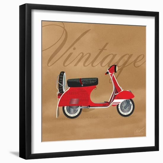 Vintage Vespa Red-Dominique Vari-Framed Art Print