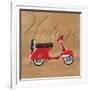 Vintage Vespa Red-Dominique Vari-Framed Art Print