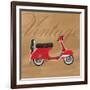 Vintage Vespa Red-Dominique Vari-Framed Art Print