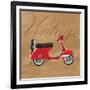 Vintage Vespa Red-Dominique Vari-Framed Art Print