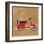 Vintage Vespa Red-Dominique Vari-Framed Art Print