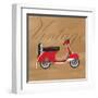 Vintage Vespa Red-Dominique Vari-Framed Art Print