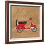 Vintage Vespa Red-Dominique Vari-Framed Art Print