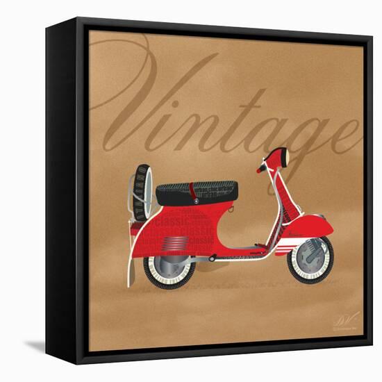 Vintage Vespa Red-Dominique Vari-Framed Stretched Canvas