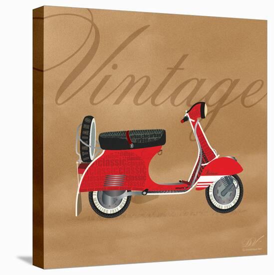 Vintage Vespa Red-Dominique Vari-Stretched Canvas