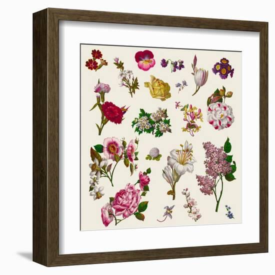 Vintage Victorian Flowers Clip Art-Karimala-Framed Art Print