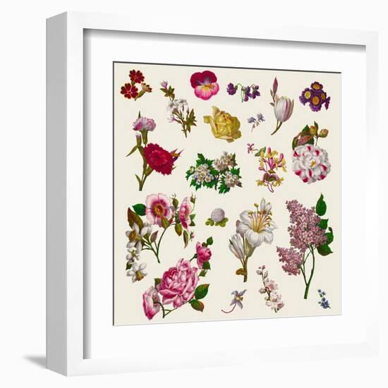 Vintage Victorian Flowers Clip Art-Karimala-Framed Art Print