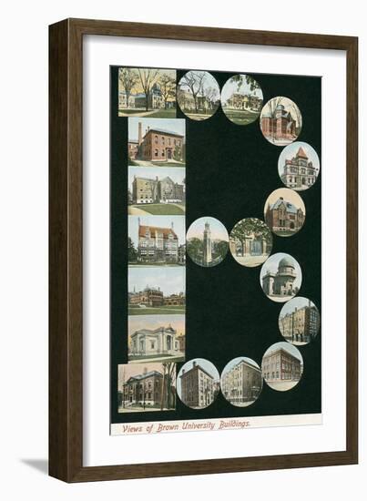 Vintage Views of Brown University-null-Framed Art Print