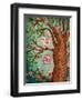 Vintage Wallpaper: Cute Bird Perched On A Flowering Tree-LanaN.-Framed Art Print