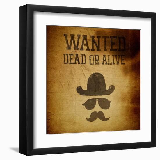 Vintage "Wanted..." Poster, Grunge Illustration-pashabo-Framed Art Print