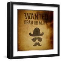 Vintage "Wanted..." Poster, Grunge Illustration-pashabo-Framed Art Print