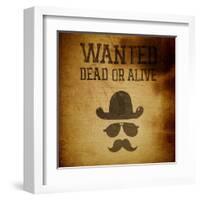 Vintage "Wanted..." Poster, Grunge Illustration-pashabo-Framed Art Print