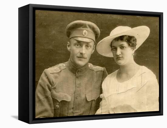 Vintage Wedding Photo (During First World War)-Elzbieta Sekowska-Framed Stretched Canvas