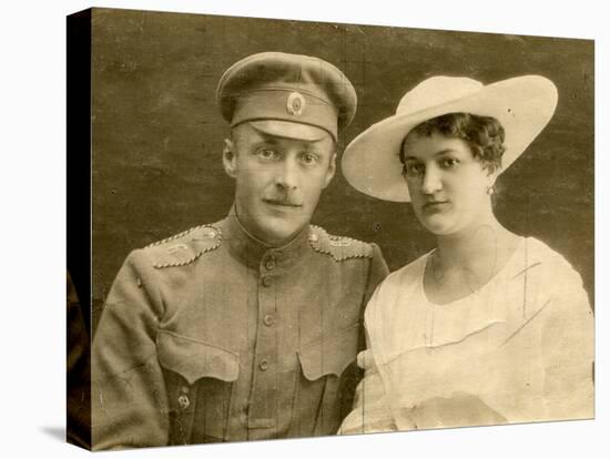Vintage Wedding Photo (During First World War)-Elzbieta Sekowska-Stretched Canvas