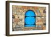 Vintage Window with Blue close Shutters, Crete, Greece.-felker-Framed Photographic Print