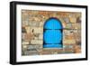 Vintage Window with Blue close Shutters, Crete, Greece.-felker-Framed Photographic Print