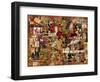 Vintage Wine Collage-Vintage Apple Collection-Framed Giclee Print