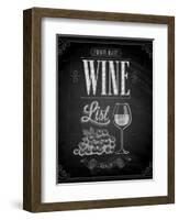 Vintage Wine List Poster Chalkboard-avean-Framed Art Print