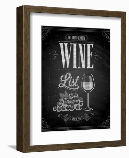 Vintage Wine List Poster Chalkboard-avean-Framed Art Print