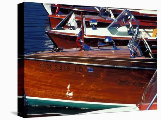 Vintage Wood Boats, Lake Union, Seattle, Washington, USA-William Sutton-Stretched Canvas