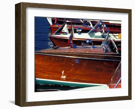 Vintage Wood Boats, Lake Union, Seattle, Washington, USA-William Sutton-Framed Premium Photographic Print