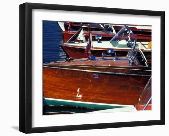 Vintage Wood Boats, Lake Union, Seattle, Washington, USA-William Sutton-Framed Premium Photographic Print