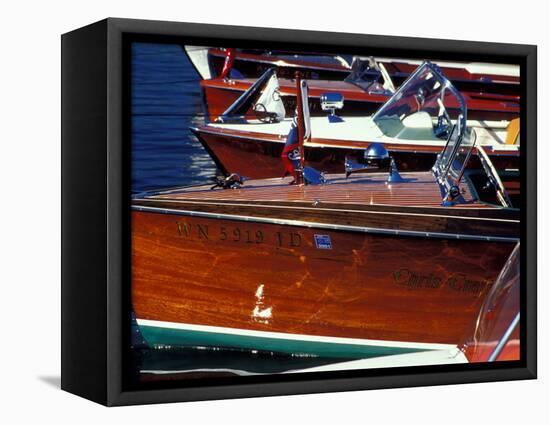 Vintage Wood Boats, Lake Union, Seattle, Washington, USA-William Sutton-Framed Stretched Canvas