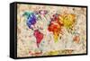 Vintage World Map. Colorful Paint, Watercolor, Retro Style Expression on Grunge, Old Paper.-Michal Bednarek-Framed Stretched Canvas