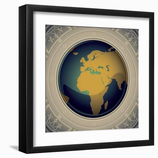 Vintage World Map Designed Banner-Rashomon-Framed Art Print