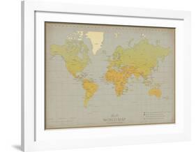 Vintage World Map-Unknown The Vintage Collection-Framed Art Print