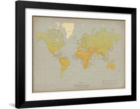 Vintage World Map-Unknown The Vintage Collection-Framed Art Print