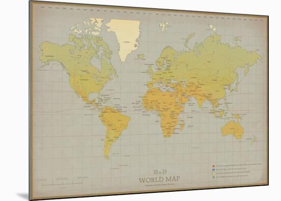 Vintage World Map-Unknown The Vintage Collection-Mounted Art Print