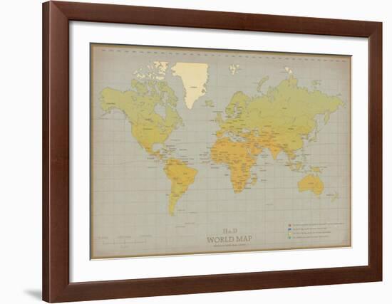 Vintage World Map-Unknown The Vintage Collection-Framed Art Print