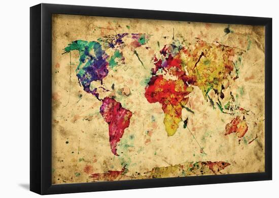 Vintage World Map-null-Framed Poster