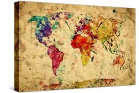 Vintage World Map-Michal Bednarek-Stretched Canvas