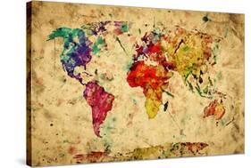 Vintage World Map-Michal Bednarek-Stretched Canvas