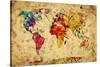 Vintage World Map-Michal Bednarek-Stretched Canvas