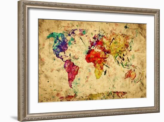 Vintage World Map-Michal Bednarek-Framed Art Print