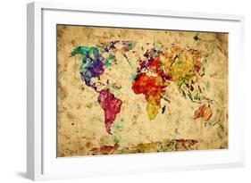 Vintage World Map-Michal Bednarek-Framed Art Print